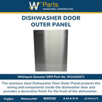 Whirlpool W11416371 OEM Dishwasher Door Outer Panel, Gray