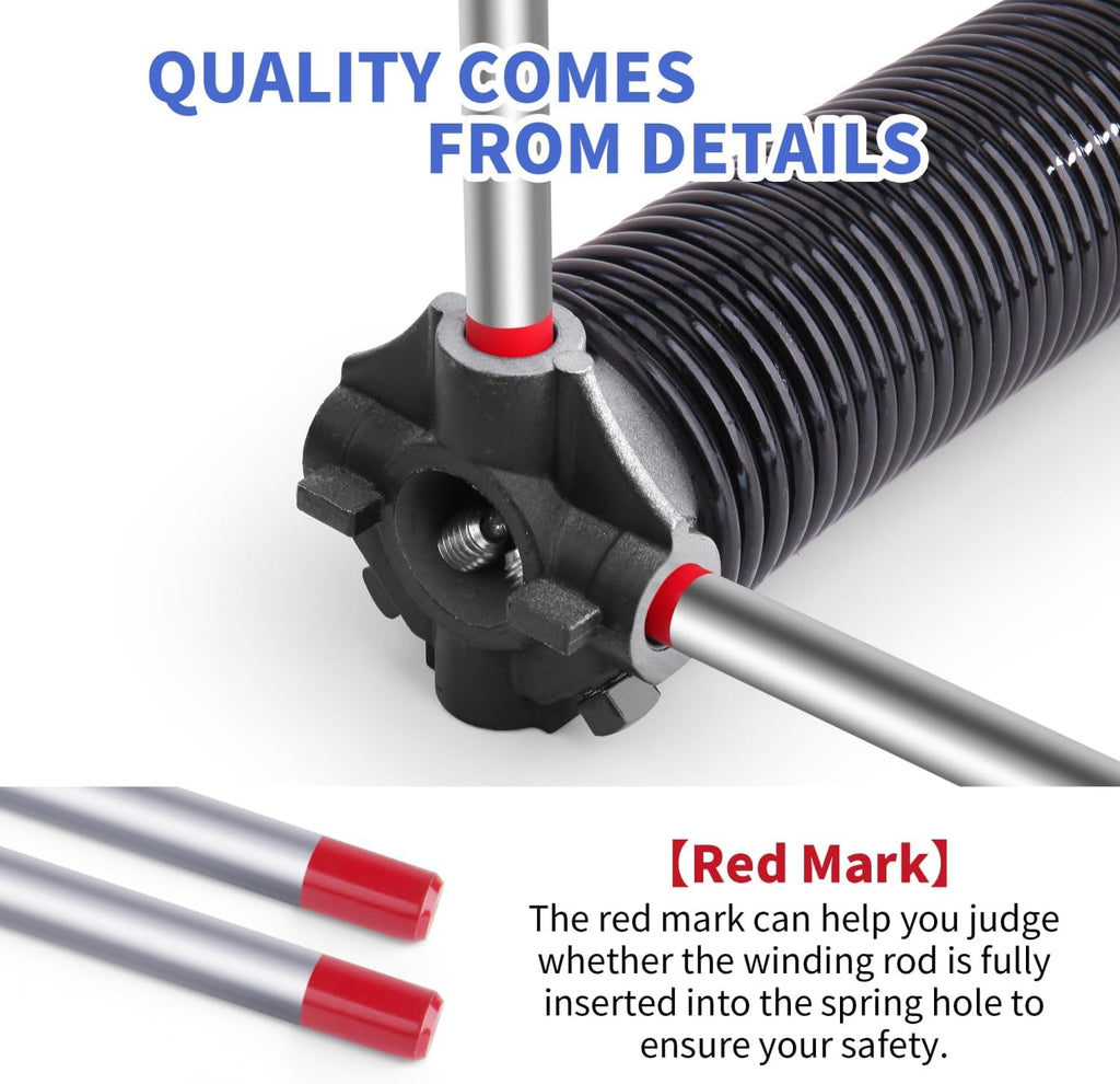 Garage Door Winding Bars, 2-Pack 17.3-Inch Torsion Spring Winding Rods Tool