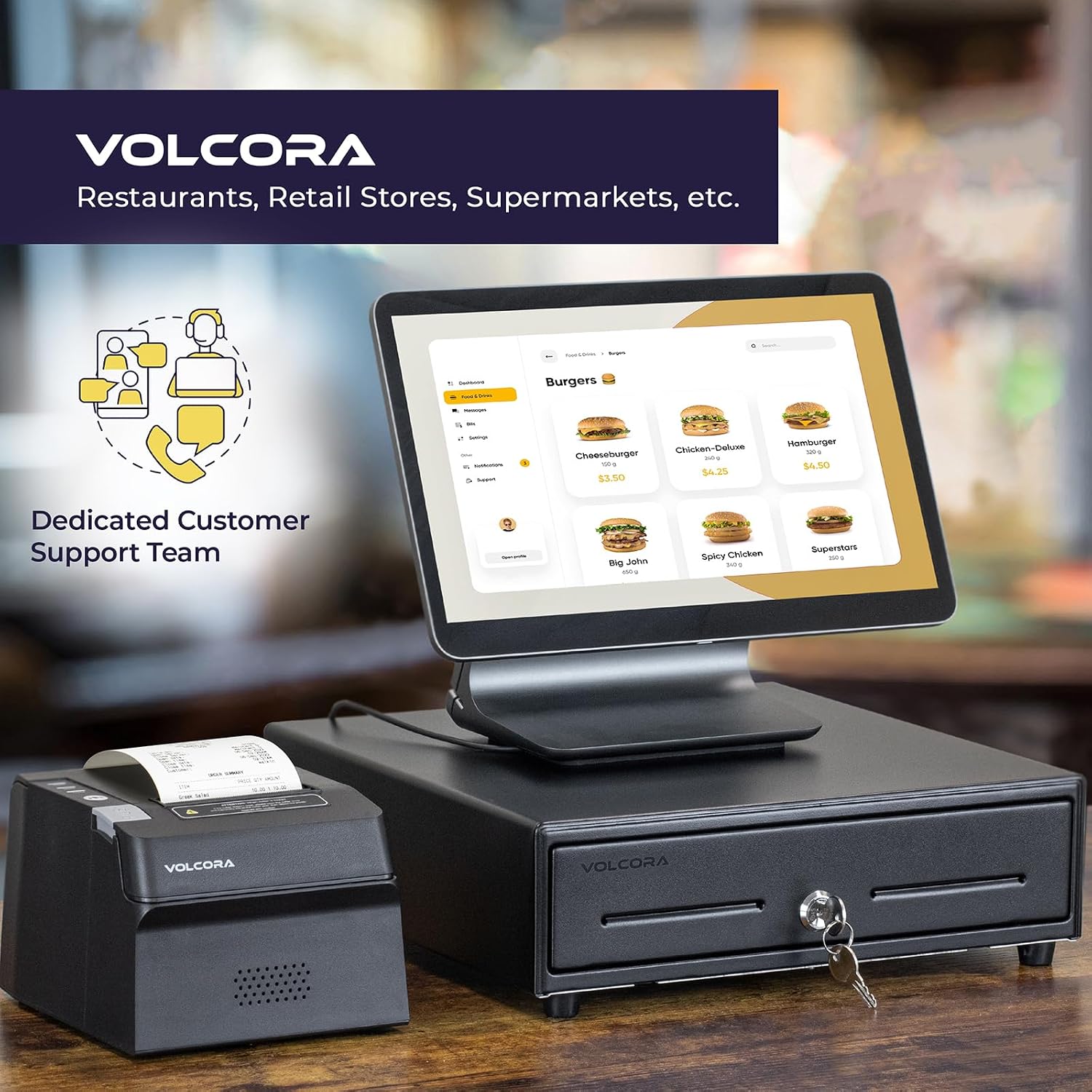 13" Cash Register Drawer for Point of Sale (POS) System with Fully Removable 2 Tier Cash Tray, 4 Bill/5 Coin, 12-24V