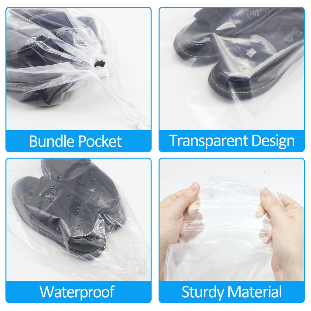 100 Pack 10x14 inch Transparent Shoe Bags for Travel