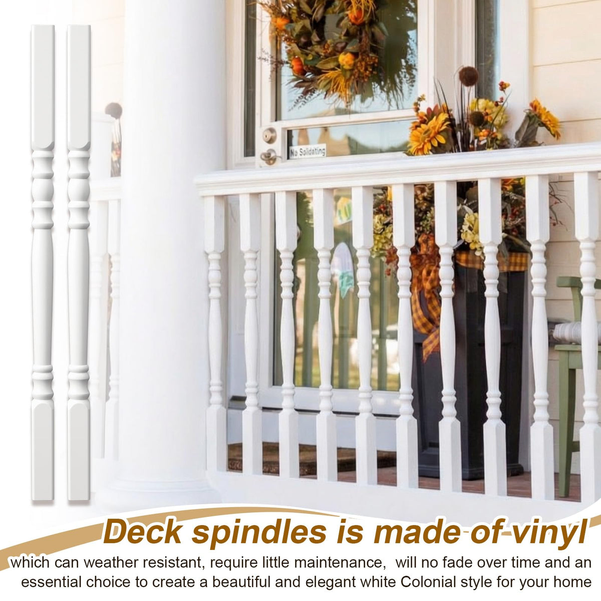 Vinyl Railing Spindles, 1 1/2" Sq X 32", Vinyl Railing, 4 Pack