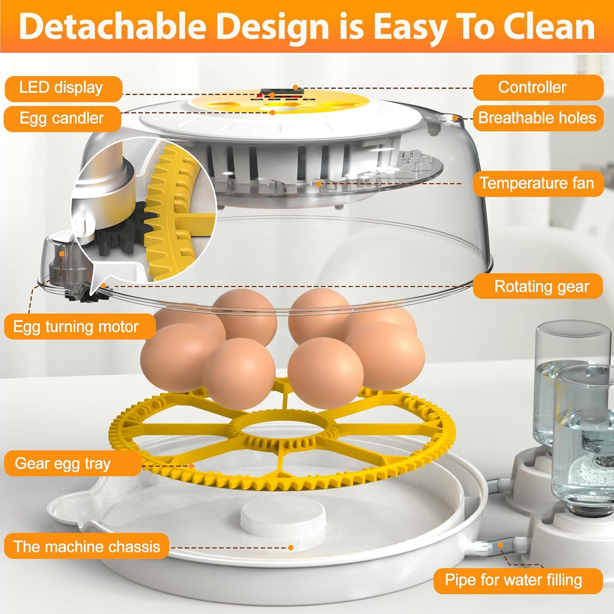 Egg Incubators for Hatching Eggs with Automatic Egg Turner, 8 Incubator for Chicken Eggs with Egg Candler for