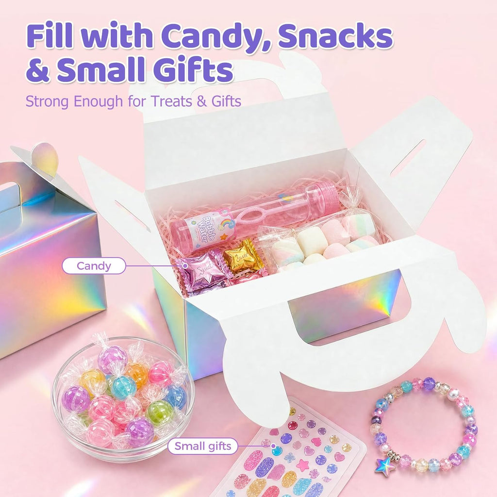 16PCS Iridescent Gable Favor Boxes, 6.1 X 3.3 X 3.5 inches