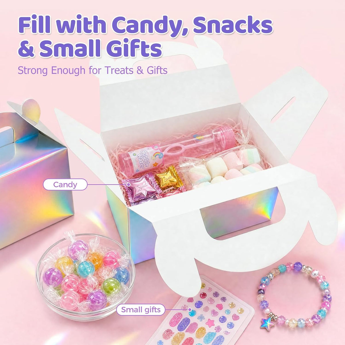 16PCS Iridescent Gable Favor Boxes, 6.1 X 3.3 X 3.5 inches