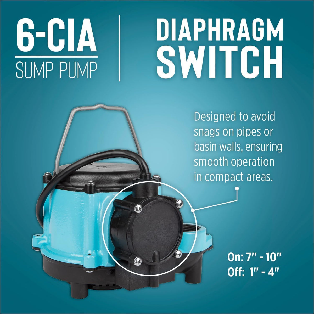 Little Giant 1/3 HP Cast Iron Submersible Sump Pump, Blue