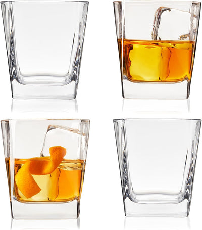 Square Rocks Glass, Old Fashioned Whiskey Glasses, Superb Drinking Cups for Cocktail Party, Home Bar, Bartender