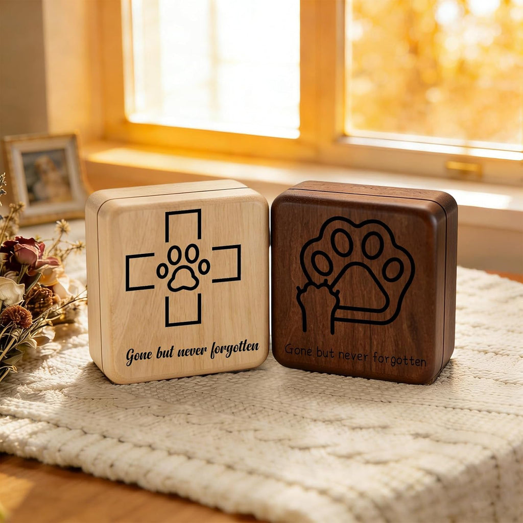 Personalized Wooden Small Urn for Dog Cat with Text & Photo Mini Pet Urn