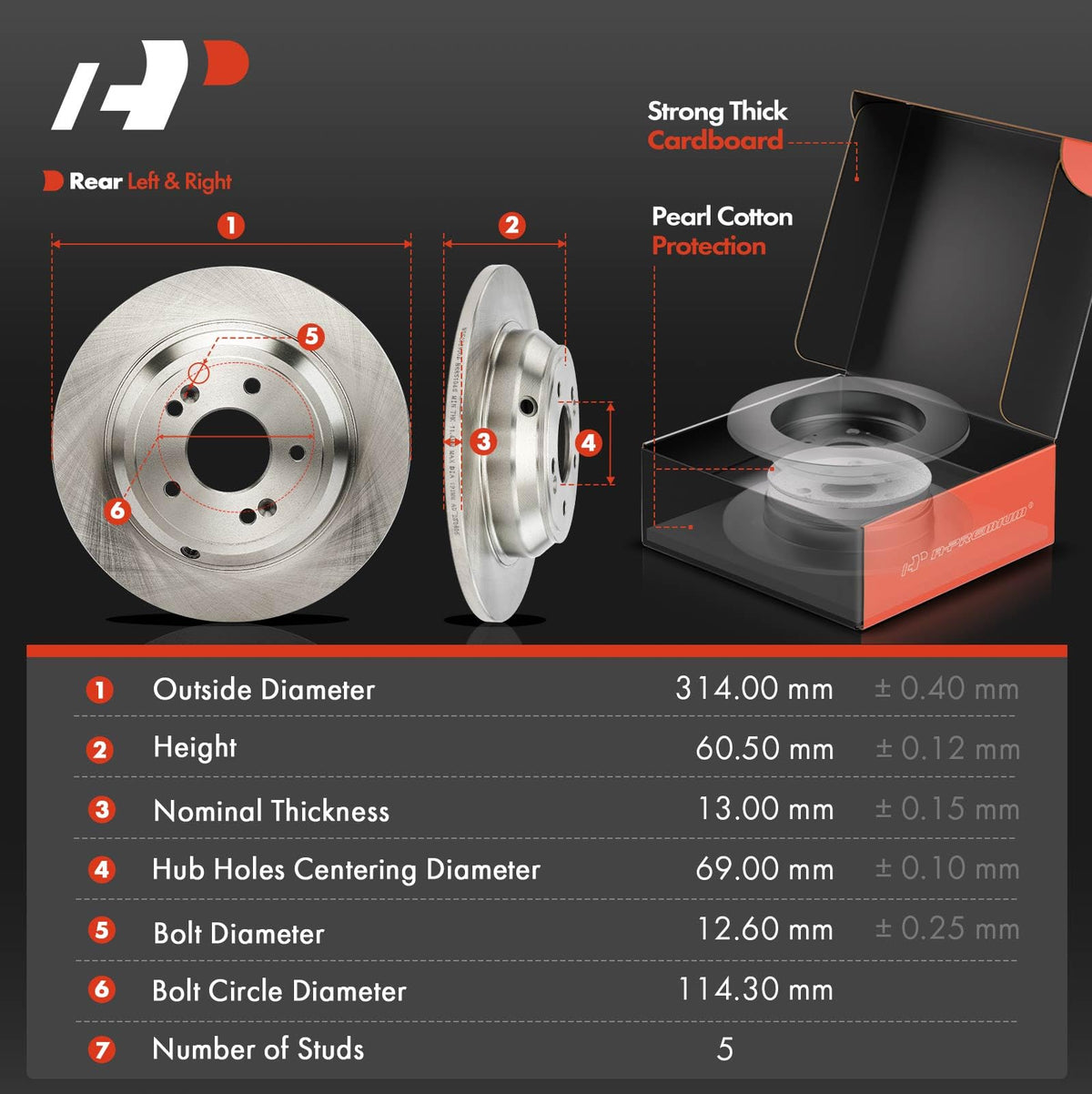 A-Premium Front Vented and Rear Solid Brake Rotors and Ceramic Pads Kit