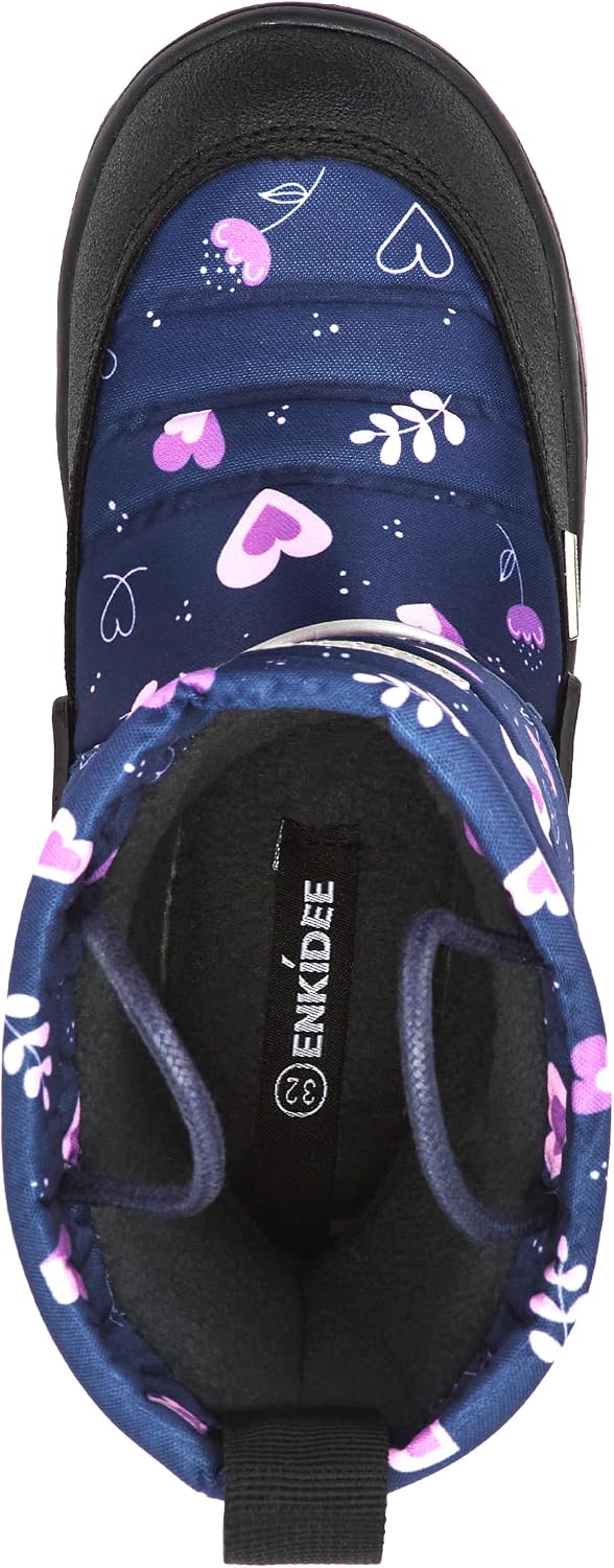 Girls Size 9 US Waterproof Reflective Winter Snow Boots Slip Resistant (Toddler/Little Kid) Floral Pink and Purple