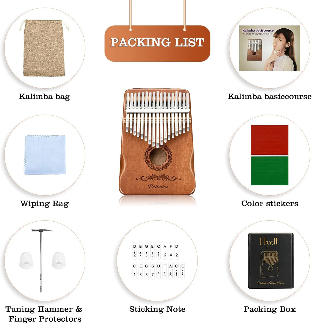 Kalimba Thumb Piano 17 Keys, Finger Piano Musical Instruments, Mbira Music Kids Gifts Adult Beginners Hand Pianos Brown