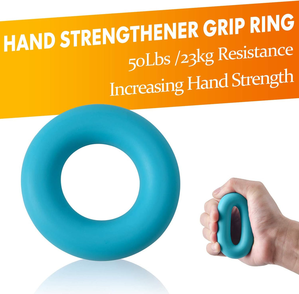 Grip Strength Trainer 7 Pack Adjustable Hand Gripper, Finger Stretcher Resistance Extensor Bands, Finger Exerciser