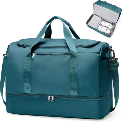 Extra Large Travel Duffle Bag,Carry on Overnight Weekend Bag with Shoes Compartment,Weekender Bags for Women for