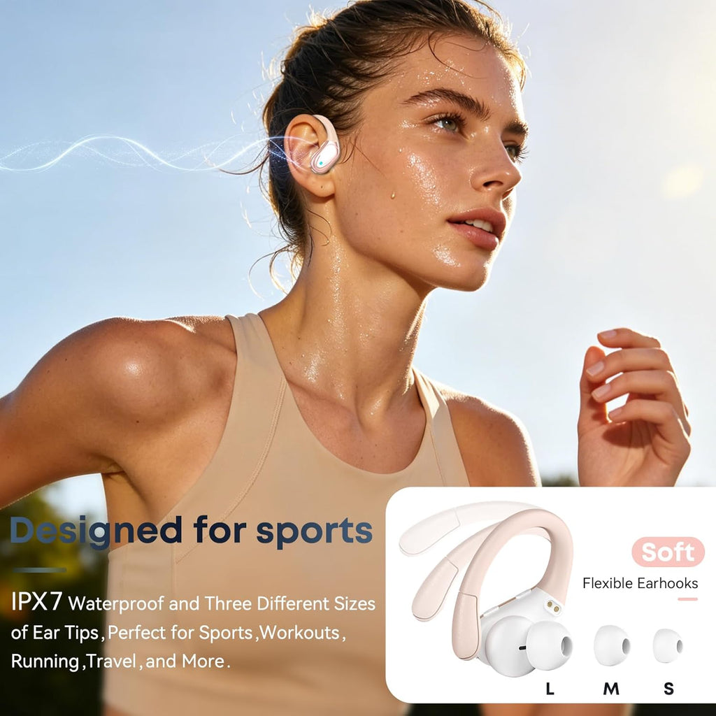 Sports Bluetooth Headphones, 80Hrs Playtime Wireless Earbuds with LED Power Display, IPX7 Waterproof Earphones for