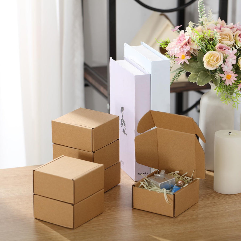 100 Pcs 4x4x2'' Shipping Boxes Corrugated