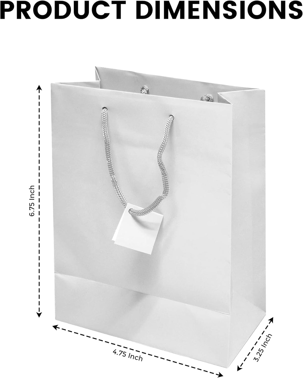 Novel Box White Gift Bags with Handles 10 Pack 4.75x3.25x6.75 Inches