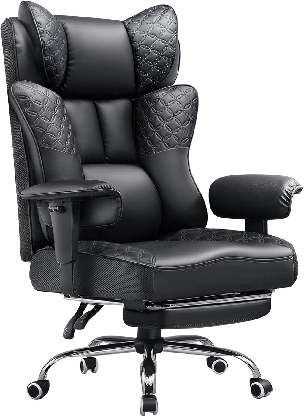 Big and Tall Office Chair Wide Ergonomic Gaming Chair with Deluxe Embossing Designed Leather with Foot