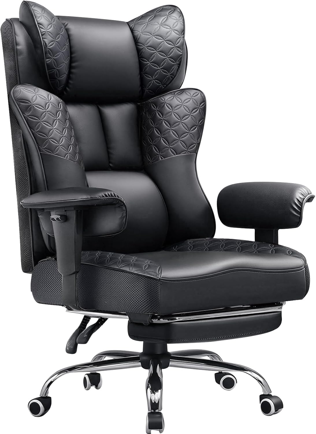 Big and Tall Office Chair Wide Ergonomic Gaming Chair with Deluxe Embossing Designed Leather with Foot