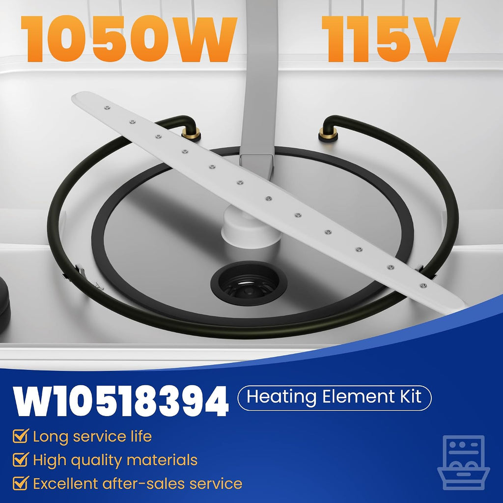 W10518394 WDF520PADM7 WDT730PAHZ0 Heating Element for Whirlpool Dishwasher