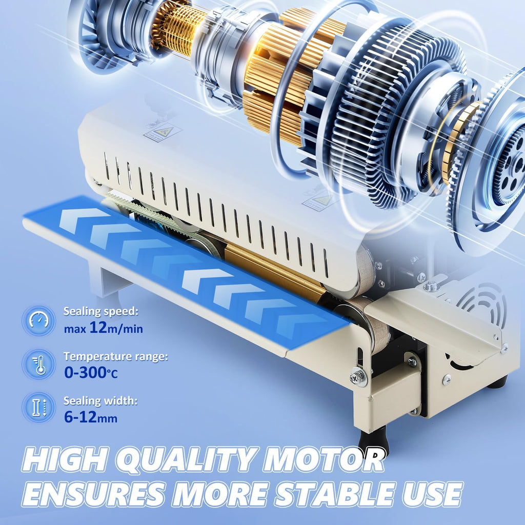 Commercial Heat Sealer Machine, Automatic Continuous Band Sealer, Beige