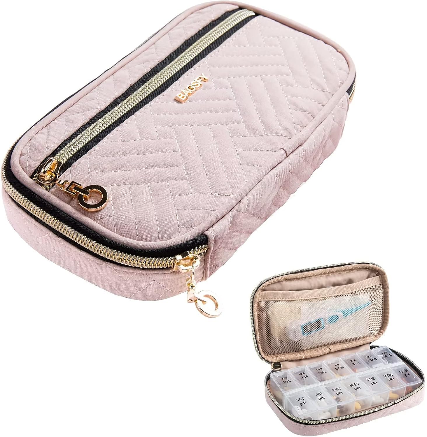 Pill Organizer Case 2 Times a Day- Weekly Medicine Organizer Travel Pill Box with Removable 7 Day Medicine Case