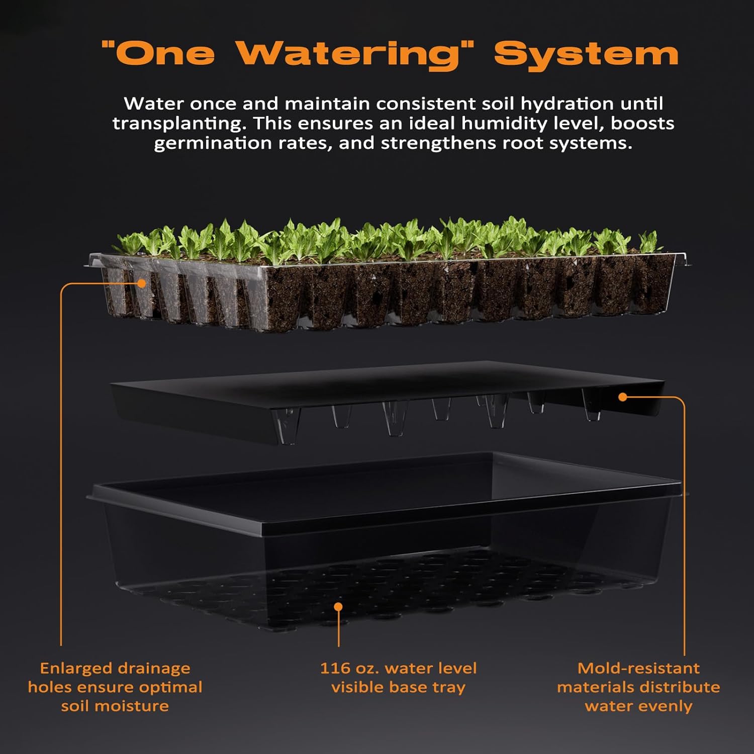60-Cell Self-Watering Seed Starter Tray with Grow Light, Seed Starter Kit with 4.07” Humidity Dome, Indoor Seedling