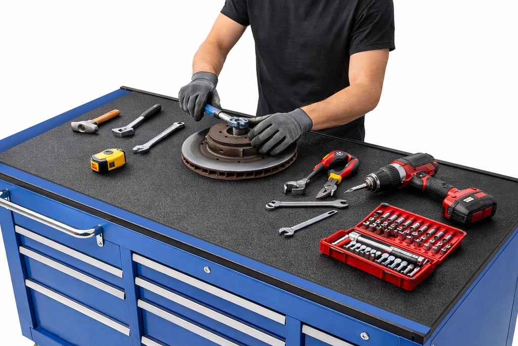 Work Bench Pad - Durable Surface Protection Mat for Workbenches, Packing Tables, Toolbox Liners & Shelving, Black