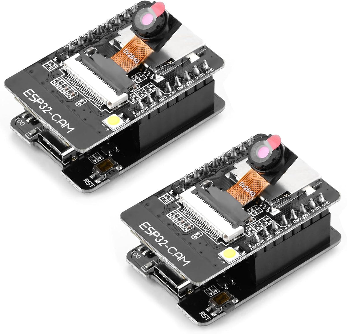 2Pcs ESP32-CAM-MB Development Board Type-C to Serial Port CH340G ESP32 Board with 2MP OV2640 Camera Module 8MB PSRAM Dual Module