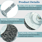 TEXNINC 5-Pack 3-Inch Wire Wheel Brush Set for Drill