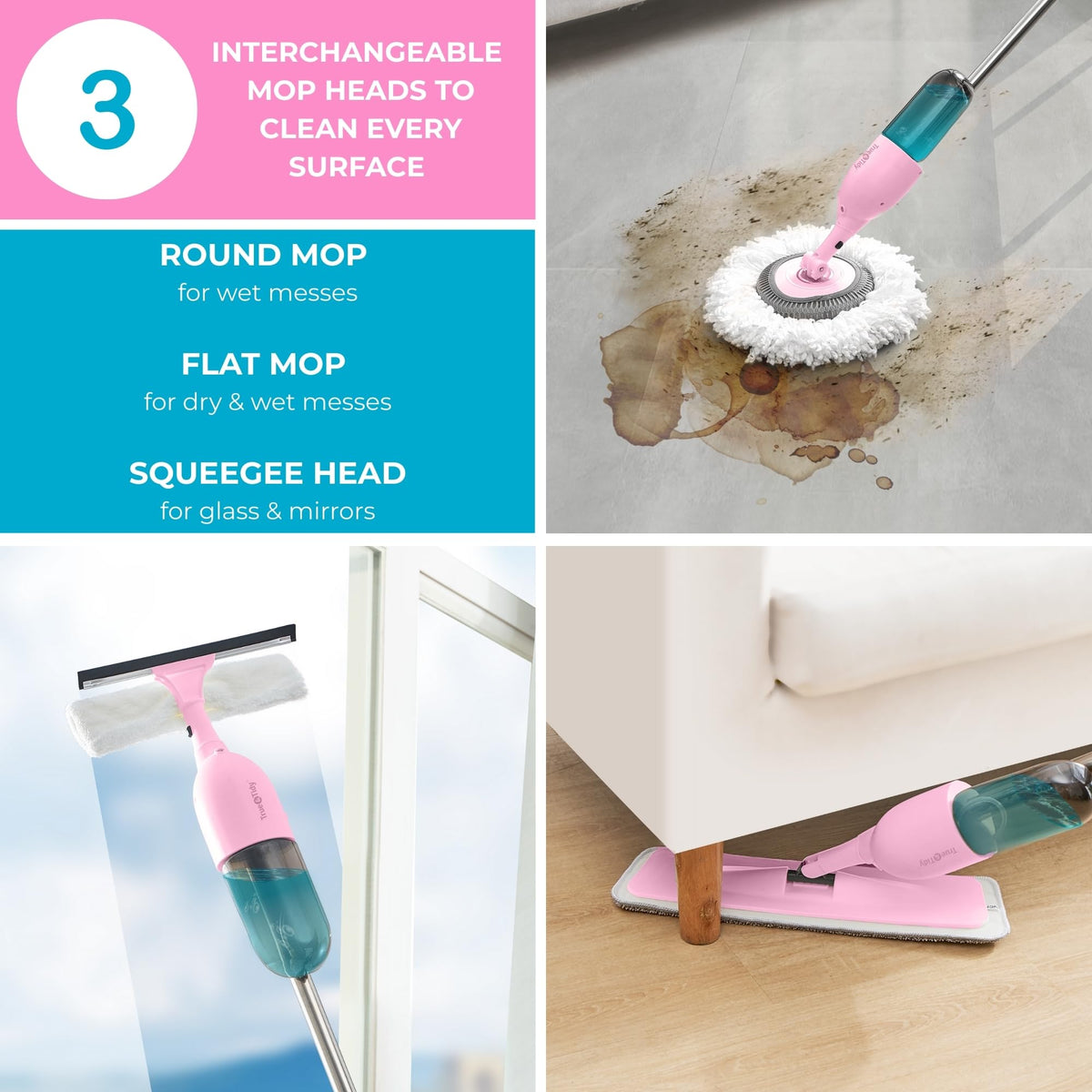 Heavy Duty Spray Mop Kit for Floor Cleaning, Refillable Water Tank