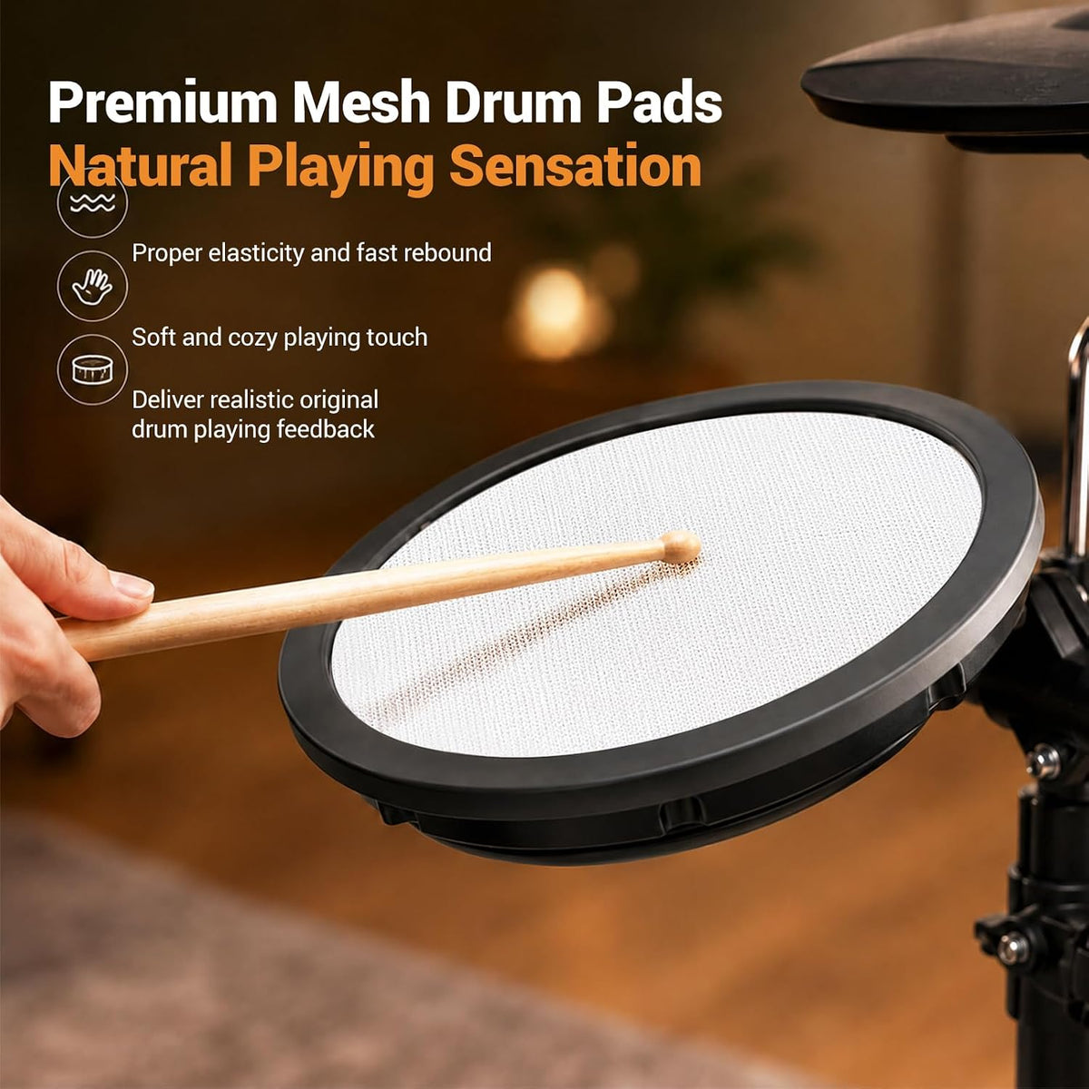 MOSEN Electronic Drum Kit for Beginners, 20 Kits & 68 Sounds | 8" Mesh Snare & 7" Toms, Full Wrap 8" TPE Cymbals
