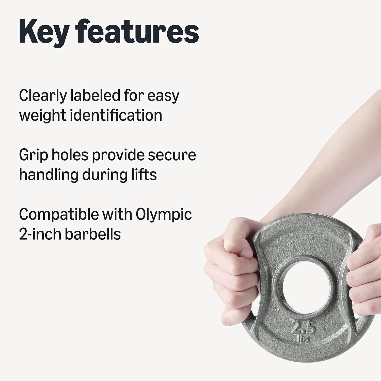 2-Inch Olympic Grip Weight Plates, Cast Iron