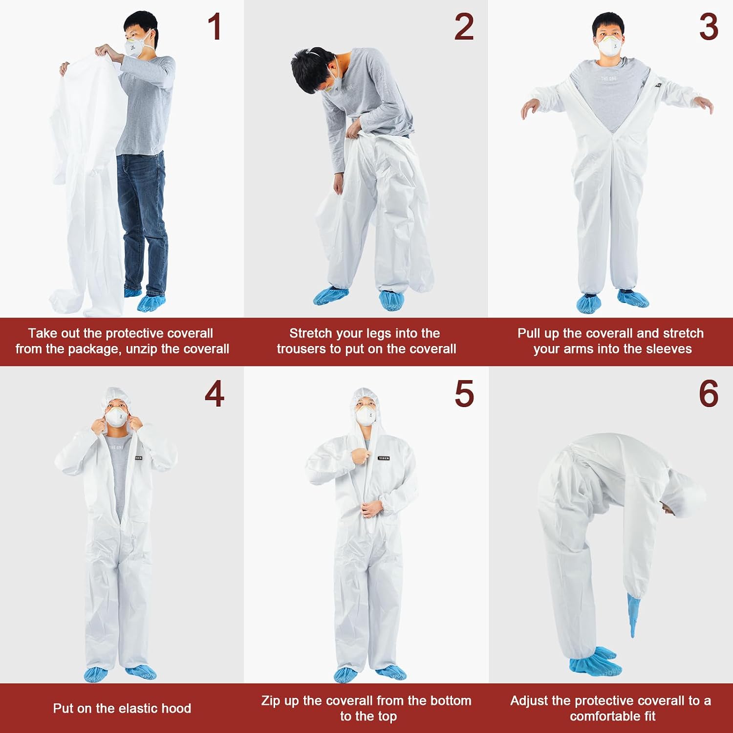 Hazmat Suit Disposable Coverall | Heavy Duty Full Body Paint Coverall & Suit in 7 Sizes - Large, White, 1