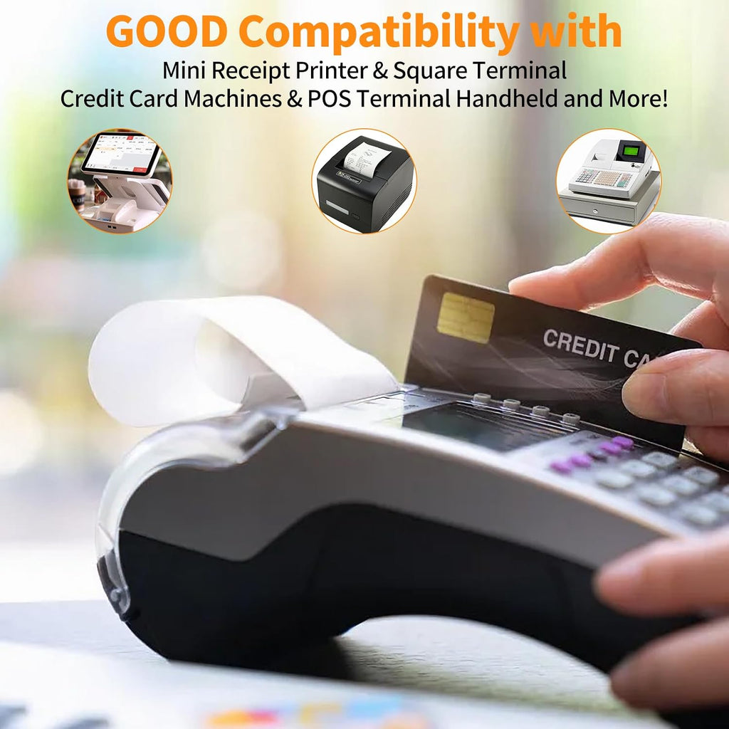 3 1/8'' x 230ft' Thermal Paper Receipt 10 Rolls, Receipt Paper POS Cash Register Paper for Credit Card Machine Square