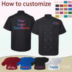 Custom Chef Coat Personalized Logo Chef Jacket with Solid or Glitter Name Text Photo Customized Chef Uniform Men