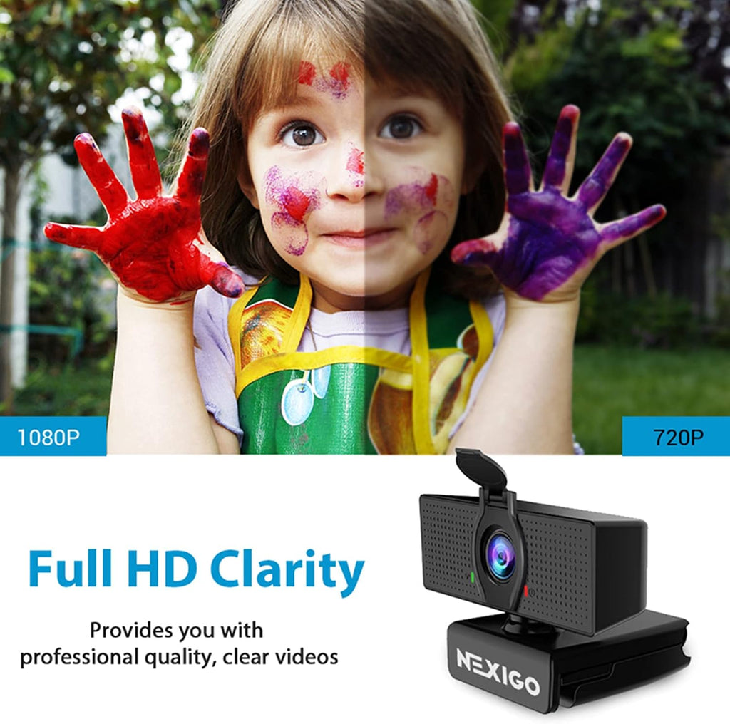 N60 1080P Webcam with Microphone, Software Control & Privacy Cover, USB HD Computer Web Camera, Plug and Play, for