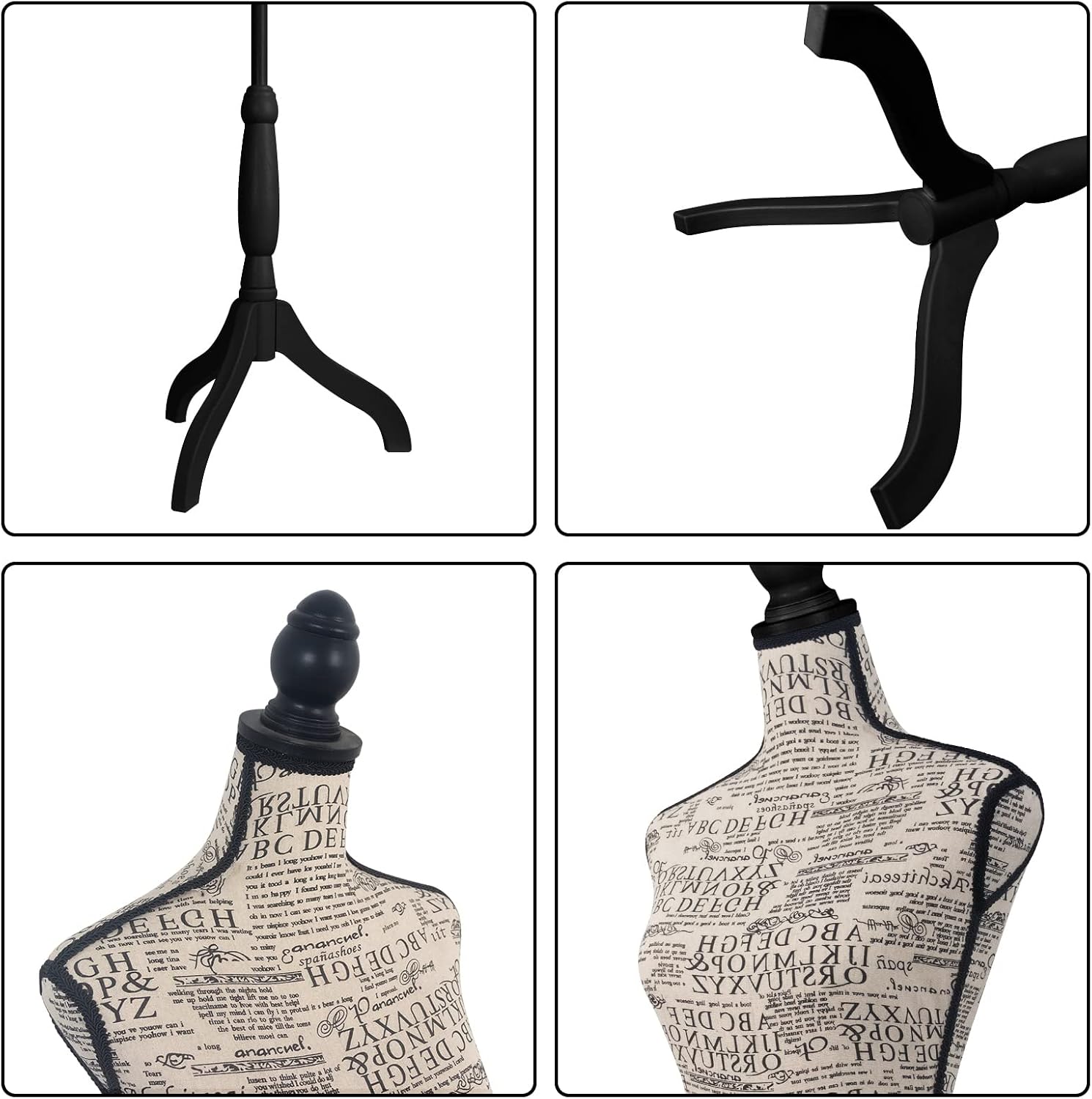 Female Dress Form Mannequin Torso Body with Adjustable Tripod Stand Dress Jewelry Display