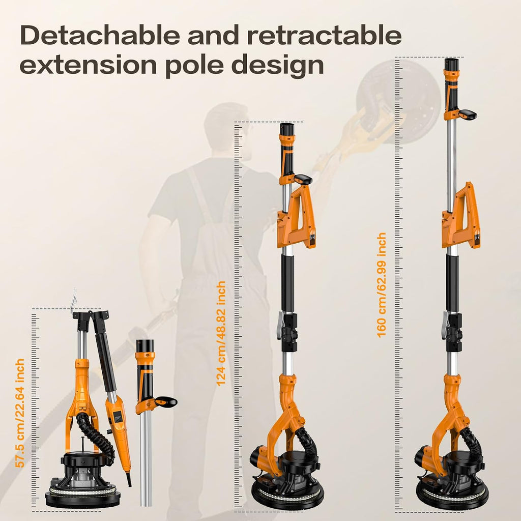 Drywall Sander with Vacuum Dust Collector,Popcorn Ceiling Removal | Dustless Vacuum System;9 Variable Speed