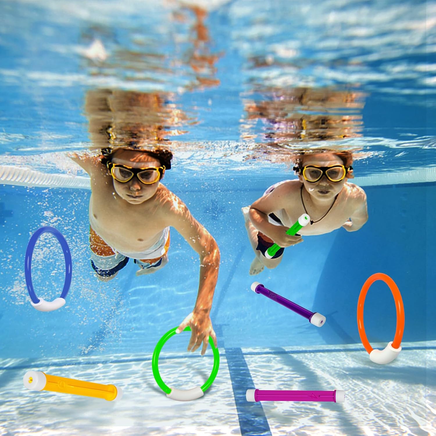 Pool Toys for Kids Ages 4-8 8-12, Summer Pool Diving Toys Set | Colorful Underwater Training Swim Toys for Fun Water