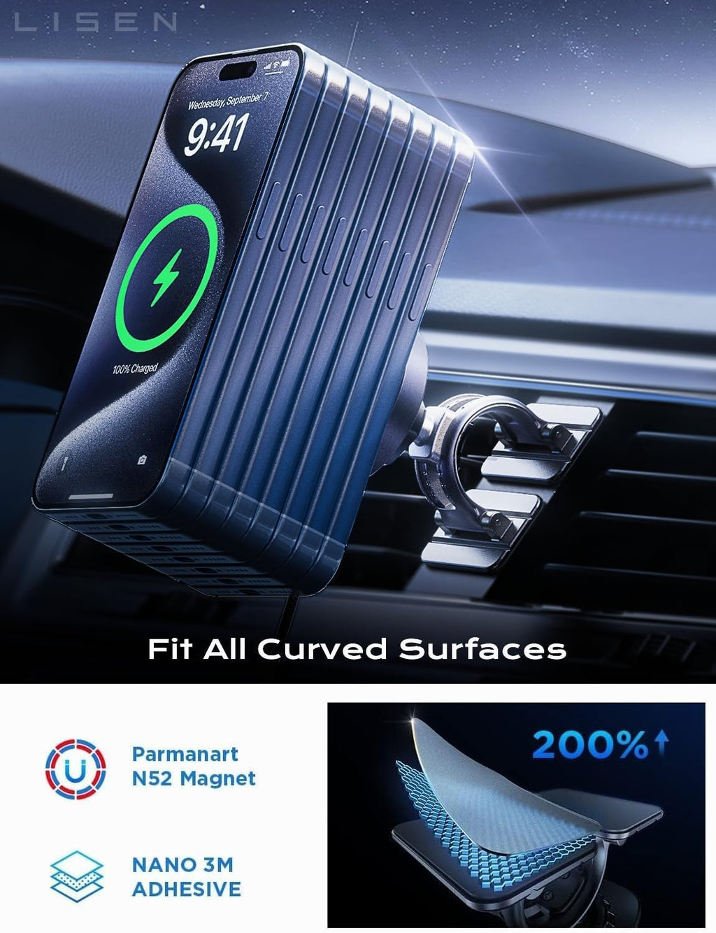 for 15W MagSafe Car Mount Charger,Magnetic Wireless Car Charger for iPhone 17 Pro Max Accessories,Magnetic Phone
