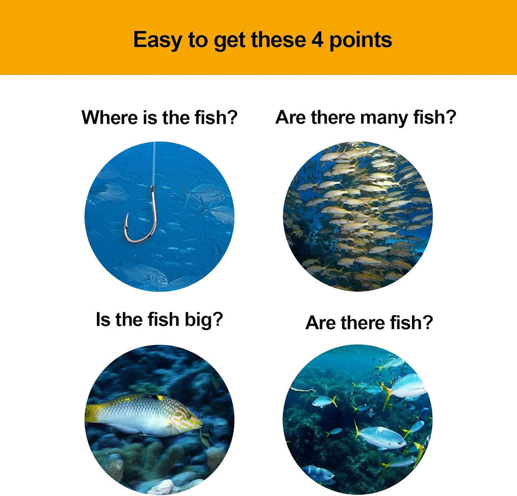 Handheld Fish Finder Portable Fishing Kayak Fishfinder Fish Depth Finder Fishing Gear with Sonar Transducer and LCD