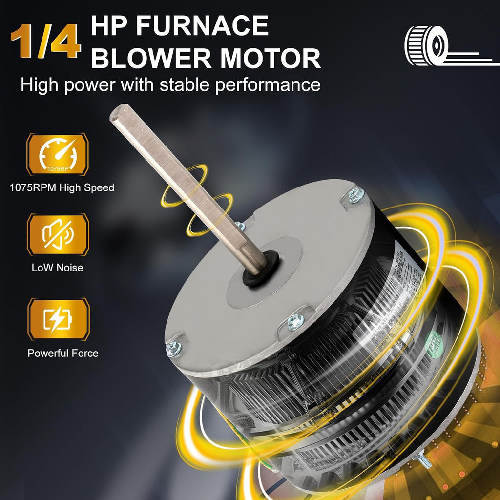 W51-14CJA1-02 Condenser Motor, 1/4HP，1075RPM，208/230V OEM Standard Condenser Fan Motor with Metal Capacitor