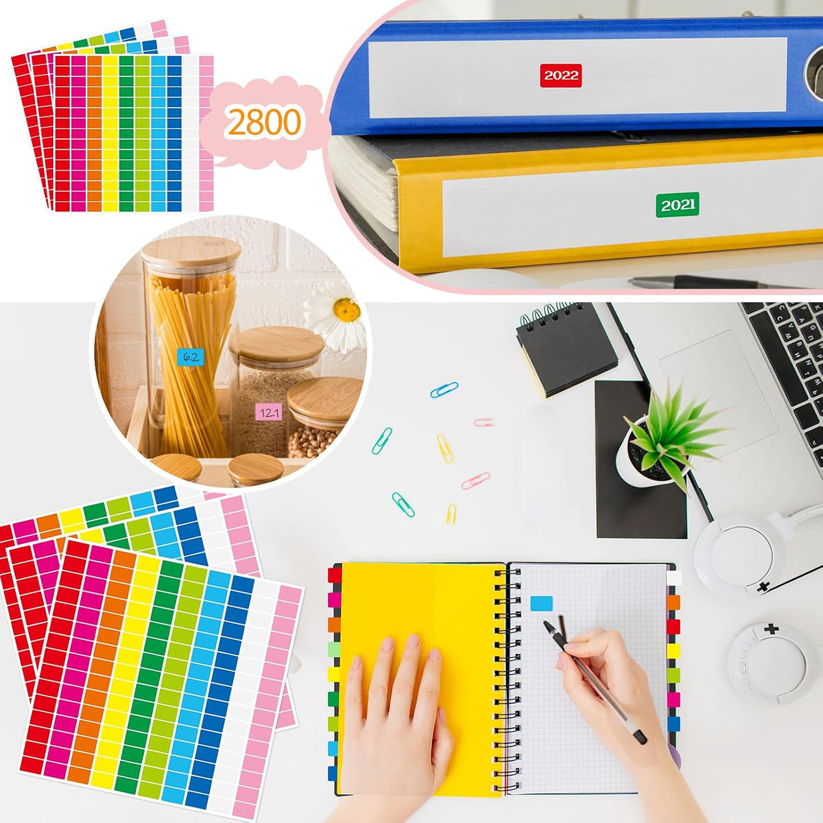 20 Sheets Color Coding Labels, Rainbow Color, 0.5 x 0.75 Inch