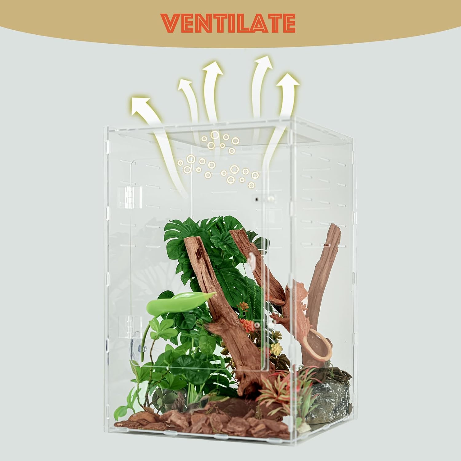 12x12x18 Acrylic Reptile Enclosure - 10 Gal Clear Terrarium | Full acrylic transparency at a larger size without the