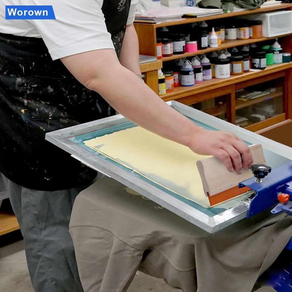 16 x 20 Inch Aluminium Silk Screen Printing Frame with 160 White Mesh and 1 Piece of 13.7 Inch Wooden Screen Printing