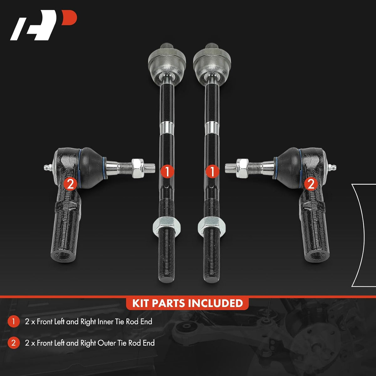 A-Premium Front Inner & Outer Tie Rod End Kit, Compatible with Jeep