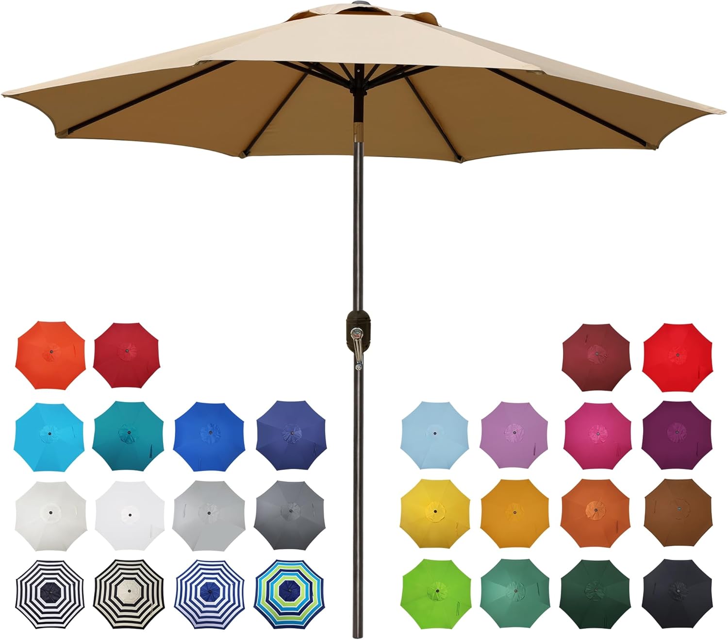 9' Outdoor Patio Umbrella, Outdoor Table Umbrella, Yard Umbrella, Market Umbrella with 8 Sturdy Ribs, Push Button