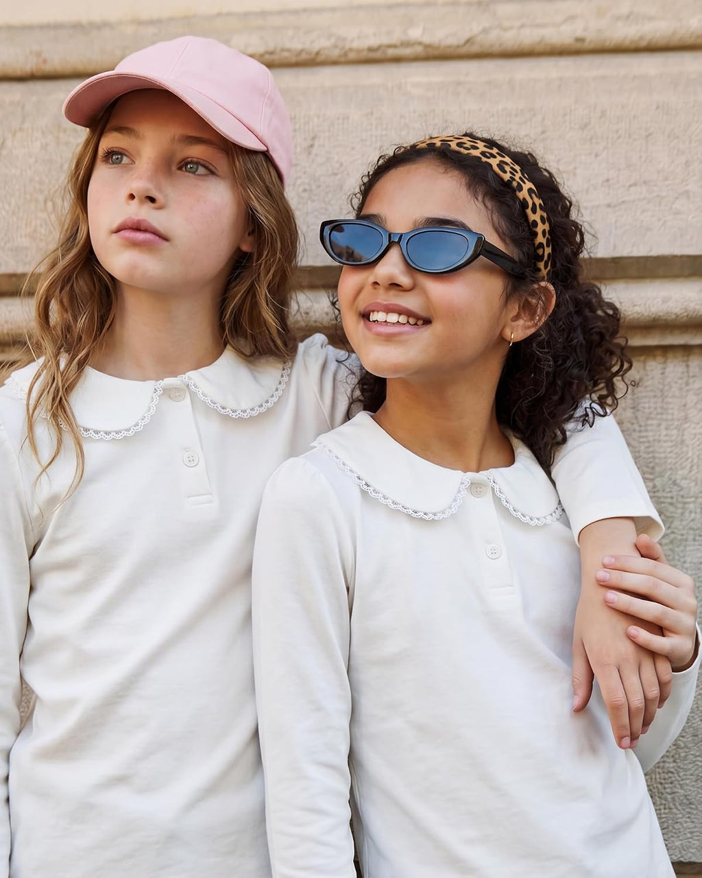 Girls Long Sleeve Polo Shirts School Uniform Peter Pan Collar Tops | Puff Sleeve, Lace Trim, Cotton-Blend, Button