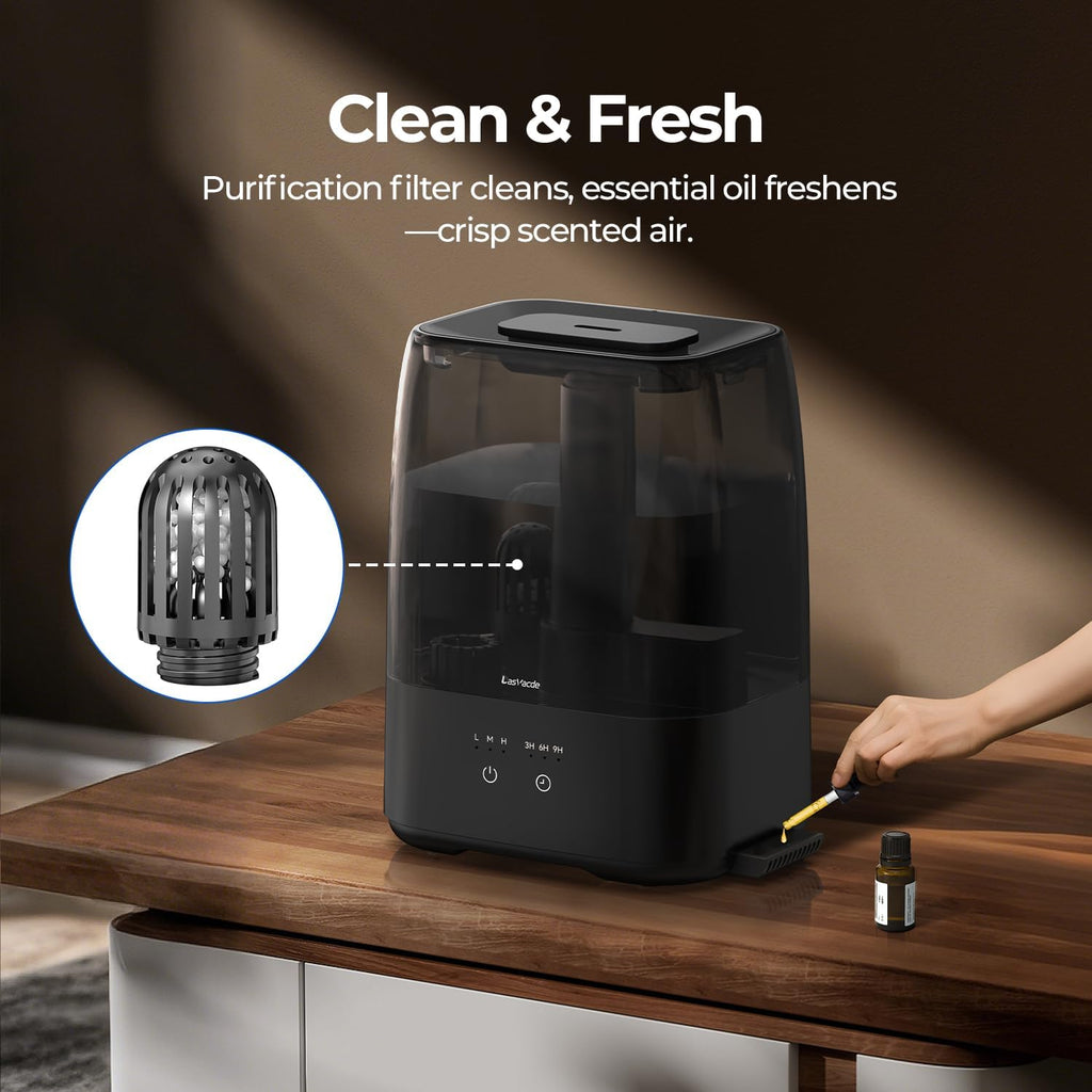 Top Fill Humidifiers for Bedroom, 4.0L Tank Cool Mist Humidifiers for Large Room, 30H Runtime, 28dB Quiet Ultrasonic