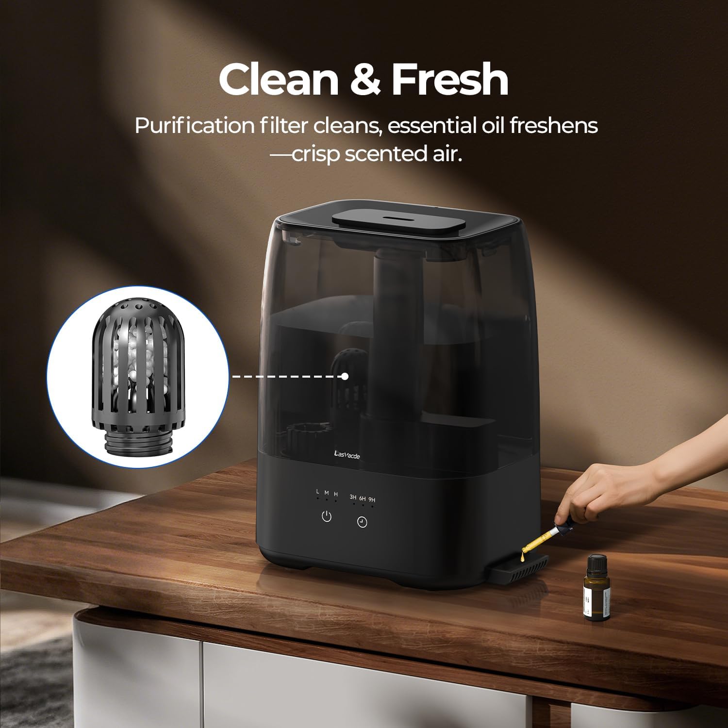 Top Fill Humidifiers for Bedroom, 4.0L Tank Cool Mist Humidifiers for Large Room, 30H Runtime, 28dB Quiet Ultrasonic