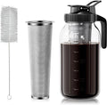 64 oz Cold Brew Coffee Maker, Mason Jar Pitcher with 304 SS Filter | 100μm Fine Mesh, Stainless Steel Filter